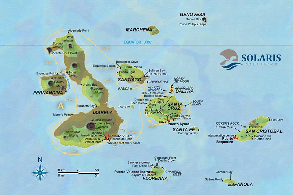 Solaris Galapagos Kreuzfahrt Route A