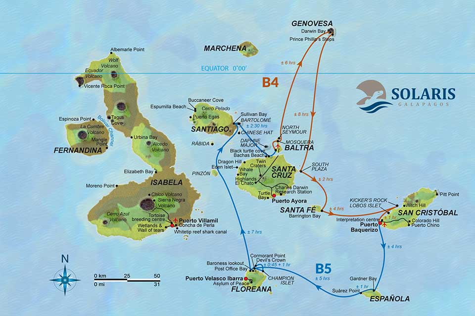 Route B Solaris Yacht Galapagos Kreuzfahrt
