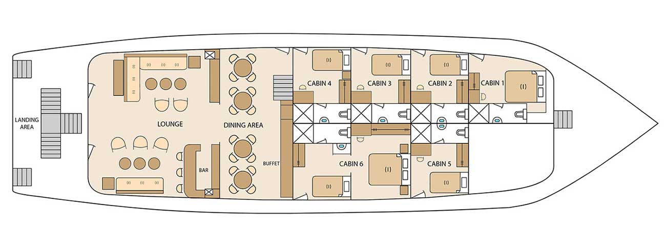 Hauptdeck Deckplan Solaris Galapagos Yacht